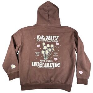 Women's Dandy Worldwide Make A Wish Oversized Lux Hoodie Large Chocolate Brown